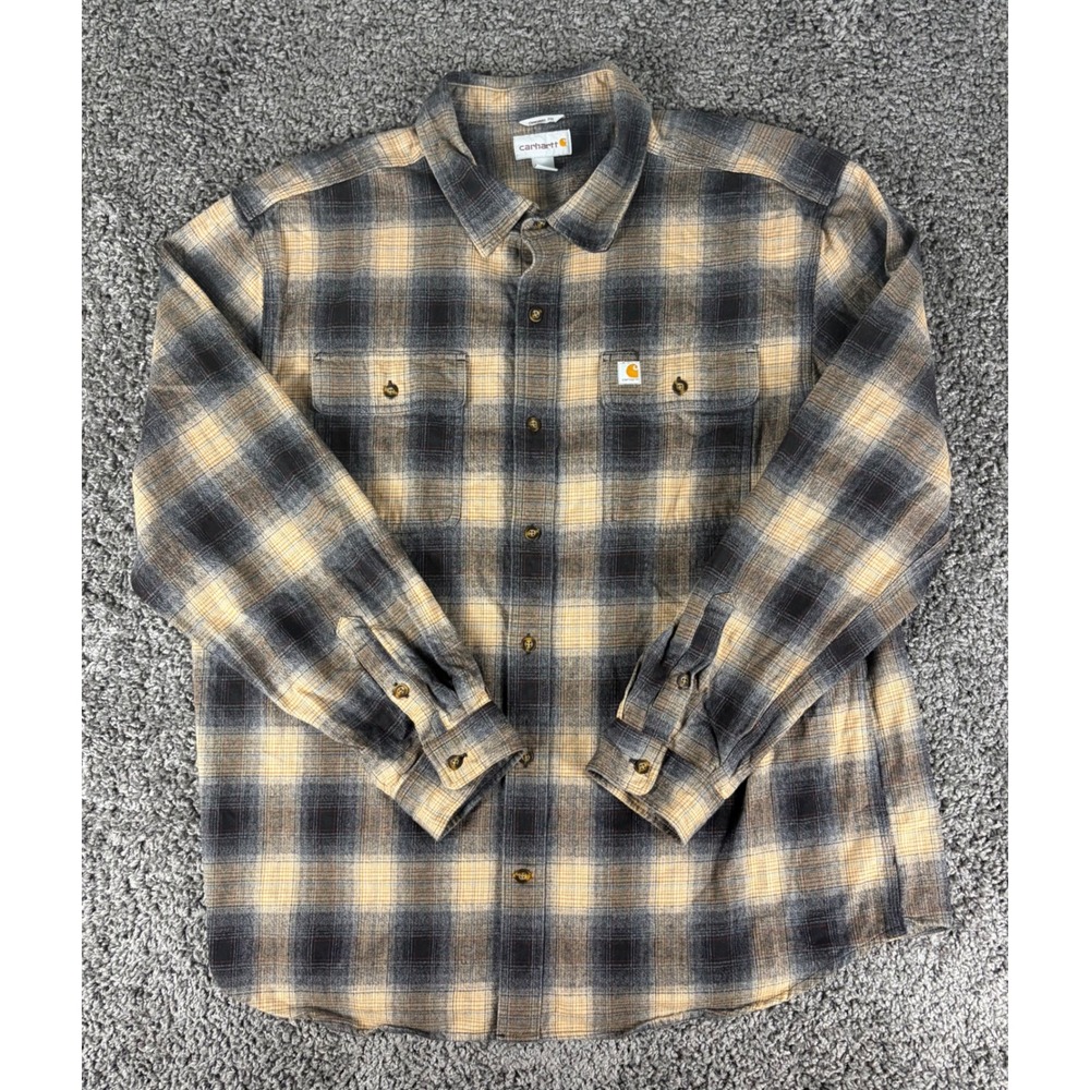 Carhartt Mens Flannel Shirt XL Original Fit Plaid Cotton Button Down 104451 N04